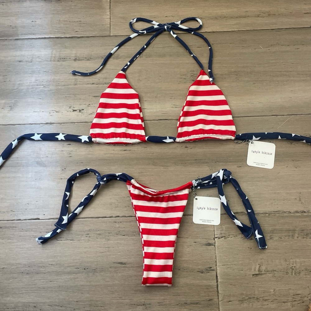 Red and White Striped Bikini